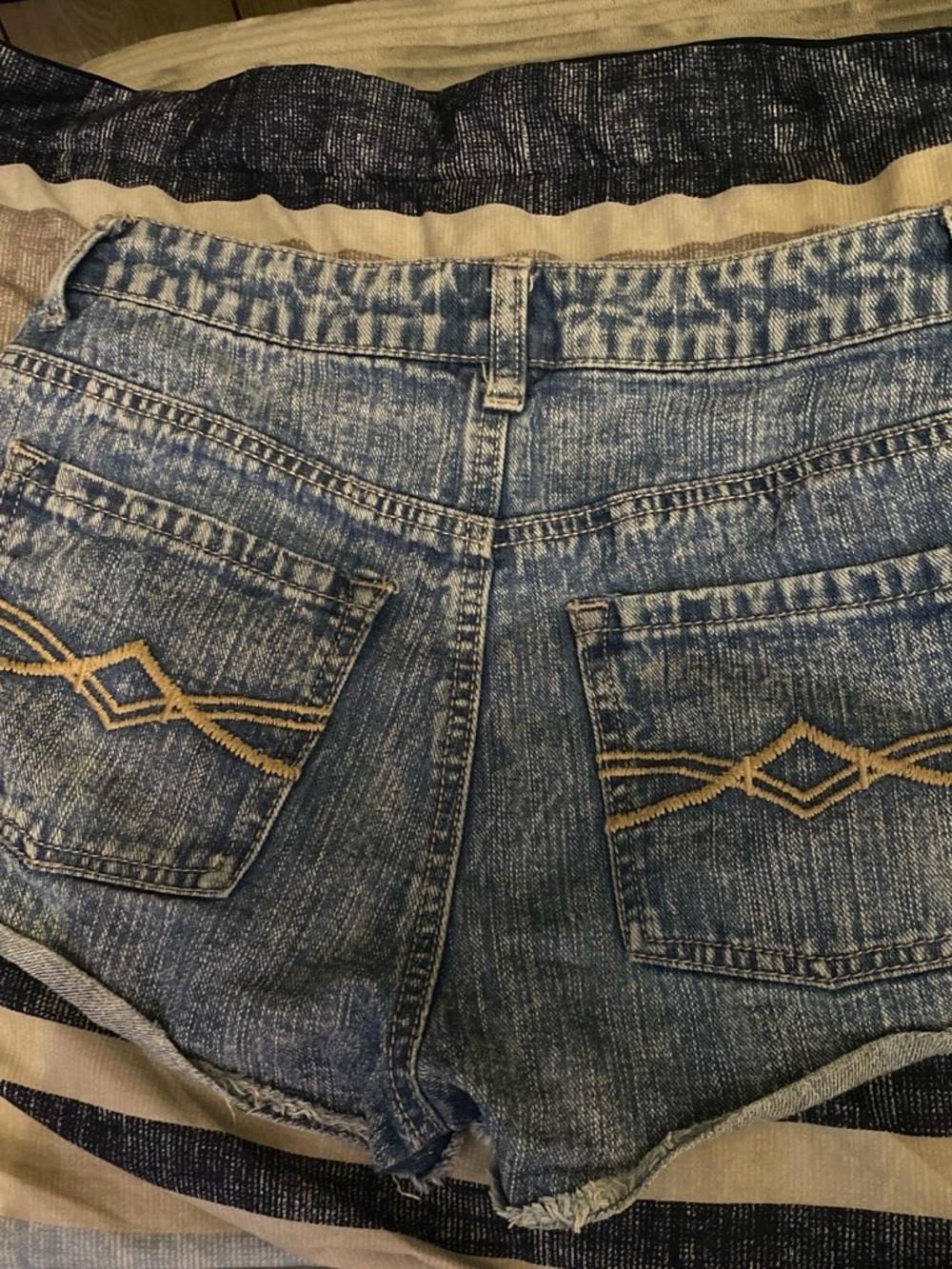 Mudd Light Blue Denim Shorts with Tan Logo Trim